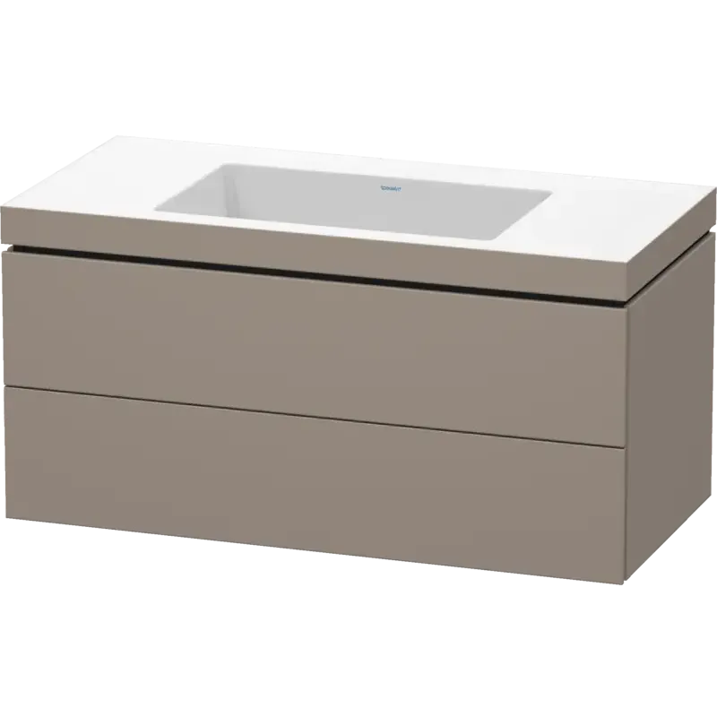 Duravit L-Cube 39" x 20" x 19" Basalt Two Drawer C-Bonded Wall-Mount Vanity Kit (LC6928N4343)