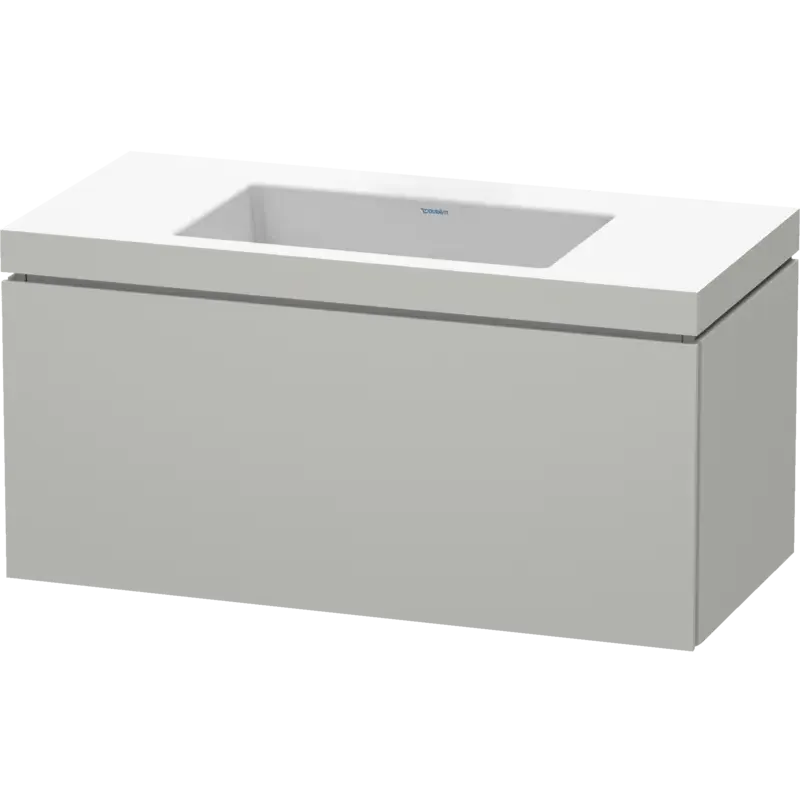 Duravit L-Cube 39" x 20" x 19" Concrete Gray One Drawer C-Bonded Wall-Mount Vanity Kit (LC6918N0707)