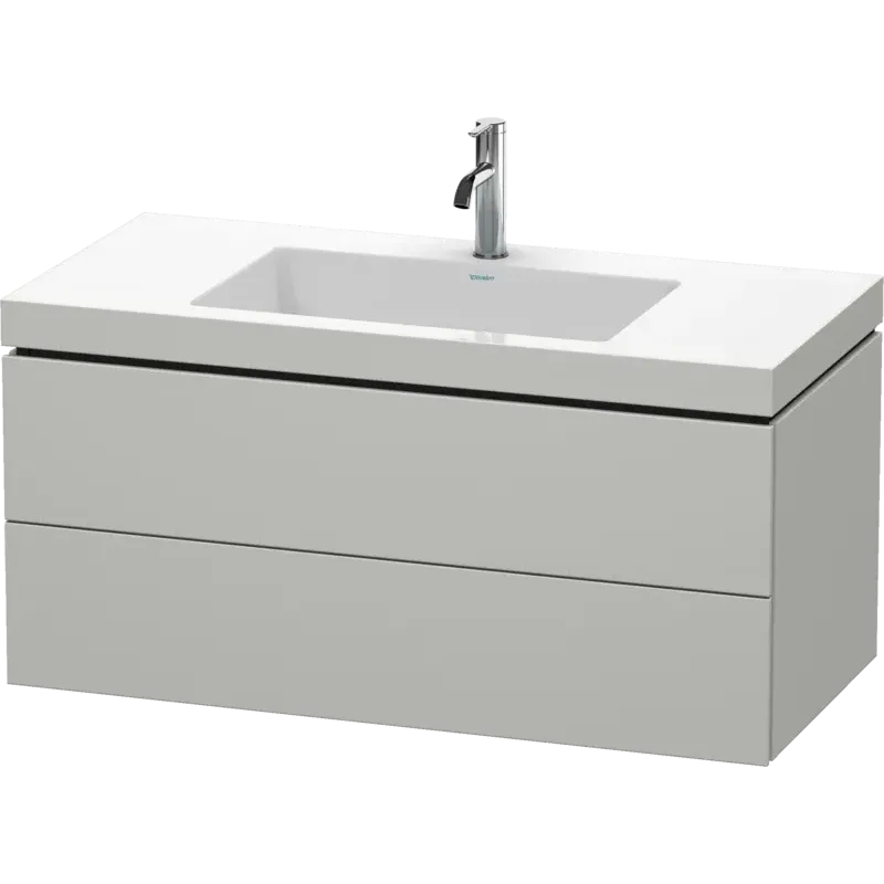 Duravit L-Cube 39" x 20" x 19" Concrete Gray Two Drawer C-Bonded Wall-Mount Vanity Kit (LC6928O0707)