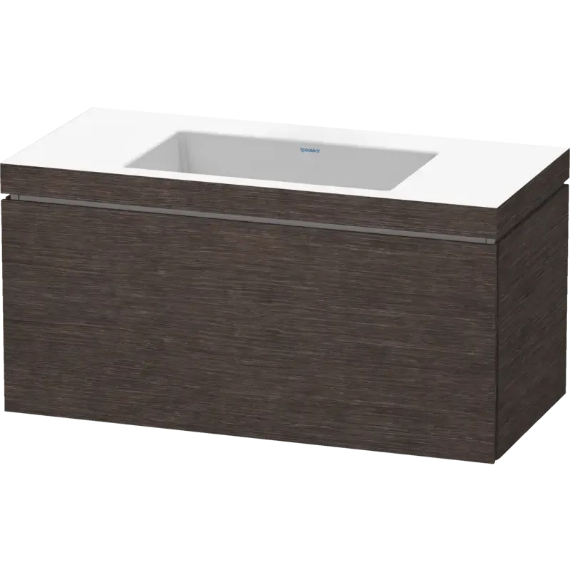 Duravit L-Cube 39" x 20" x 19" Dark Brushed Oak One Drawer C-Bonded Wall-Mount Vanity Kit (LC6918N7272)