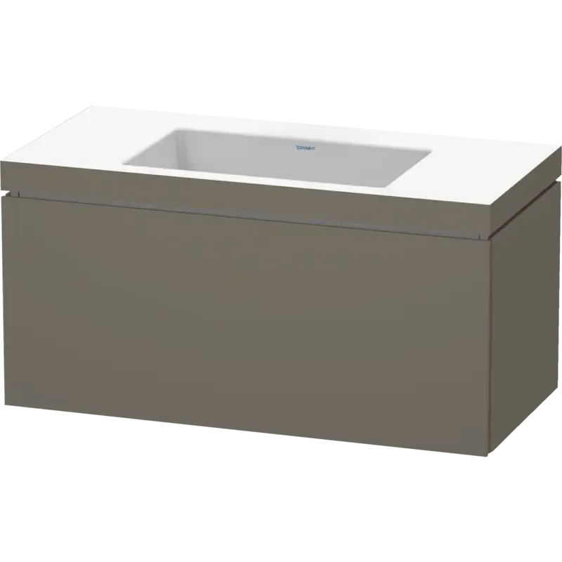 Duravit L-Cube 39" x 20" x 19" Flannel Gray One Drawer C-Bonded Wall-Mount Vanity Kit (LC6918N9090)
