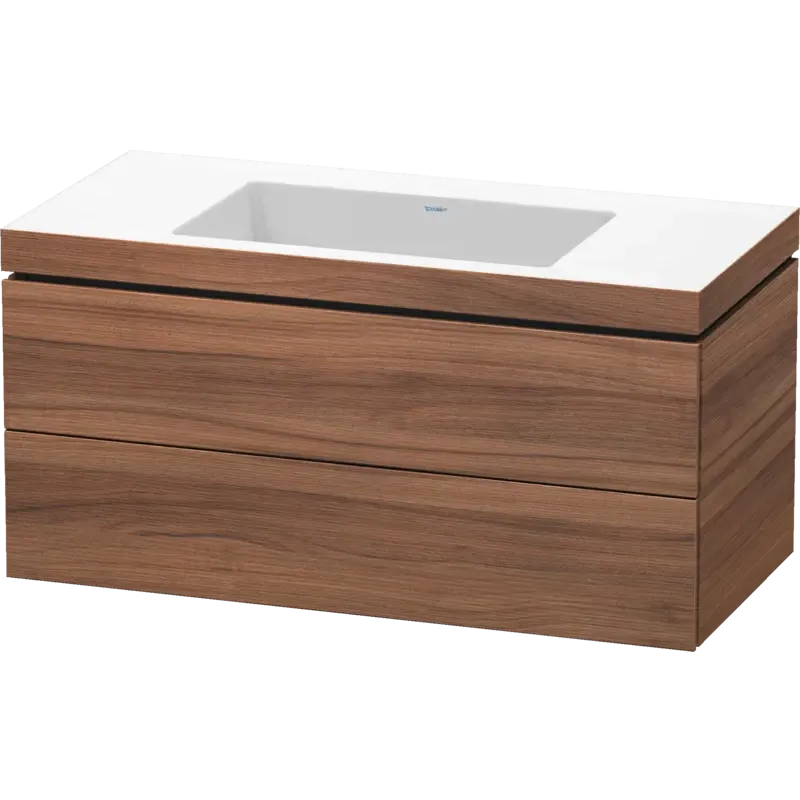 Duravit L-Cube 39" x 20" x 19" Walnut Two Drawer C-Bonded Wall-Mount Vanity Kit (LC6928N7979)