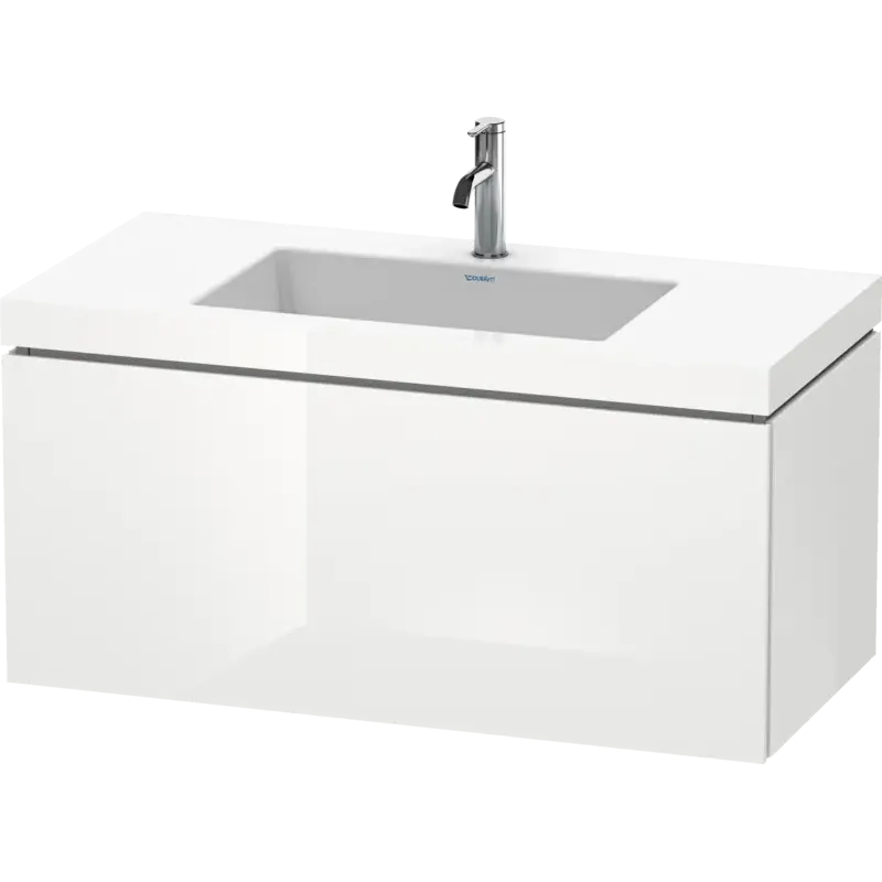 Duravit L-Cube 39" x 20" x 19" White One Drawer C-Bonded Wall-Mount Vanity Kit (LC6918O2222)