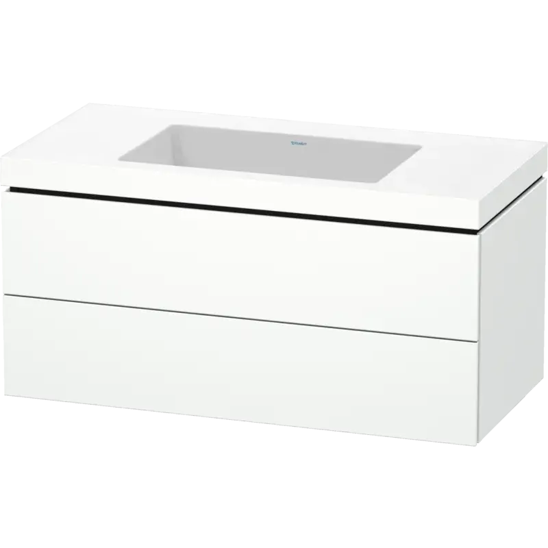 Duravit L-Cube 39" x 20" x 19" White Two Drawer C-Bonded Wall-Mount Vanity Kit (LC6928N1818)