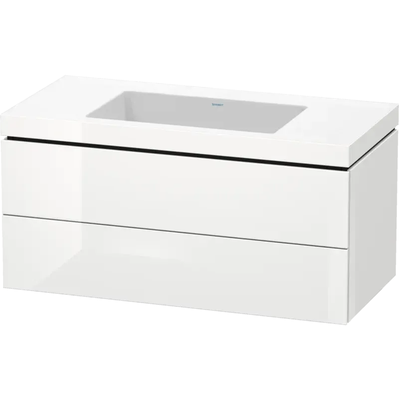 Duravit L-Cube 39" x 20" x 19" White Two Drawer C-Bonded Wall-Mount Vanity Kit (LC6928N2222)