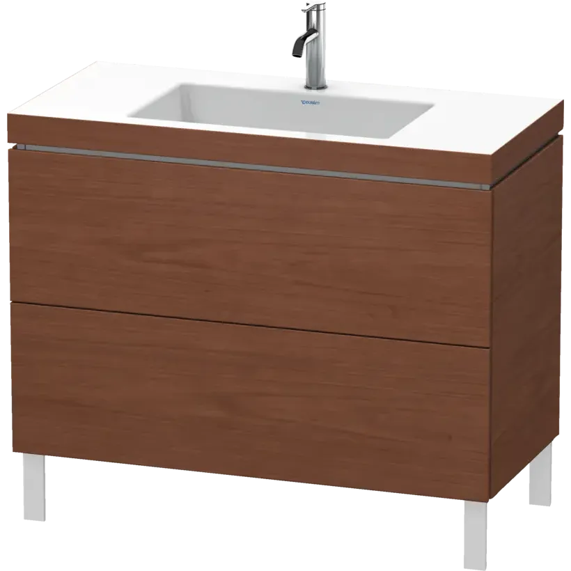 Duravit L-Cube 39" x 27" x 19" American Walnut Two Drawer C-Bonded Floorstanding Vanity Kit (LC6938O1313)