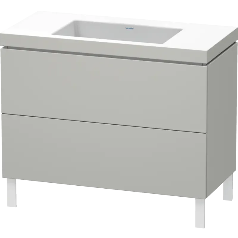 Duravit L-Cube 39" x 27" x 19" Concrete Gray Two Drawer C-Bonded Floorstanding Vanity Kit (LC6938N0707)