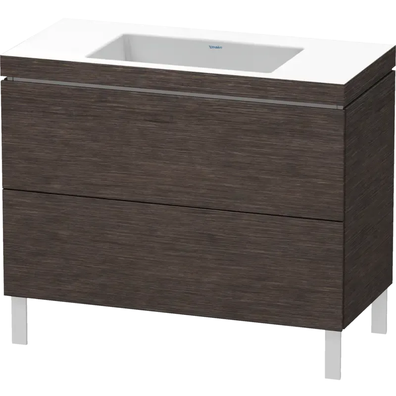 Duravit L-Cube 39" x 27" x 19" Dark Brushed Oak Two Drawer C-Bonded Floorstanding Vanity Kit (LC6938N7272)