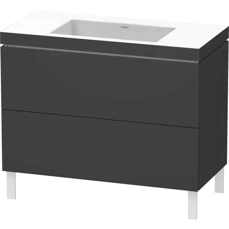 Duravit L-Cube 39" x 27" x 19" Graphite Two Drawer C-Bonded Floorstanding Vanity Kit (LC6938N4949)
