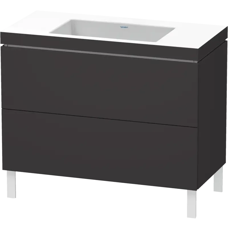 Duravit L-Cube 39" x 27" x 19" Graphite Two Drawer C-Bonded Floorstanding Vanity Kit (LC6938N8080)