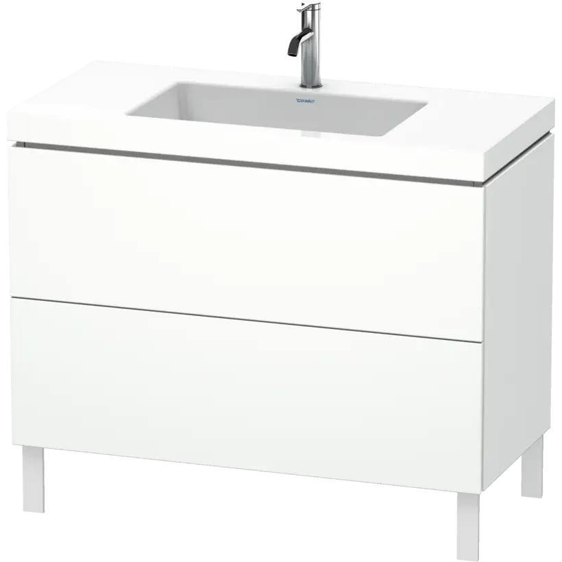 Duravit L-Cube 39" x 27" x 19" White Two Drawer C-Bonded Floorstanding Vanity Kit (LC6938O1818)