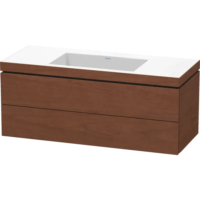 Duravit L-Cube 47" x 20" x 19" American Walnut Two Drawer C-Bonded Wall-Mount Vanity Kit (LC6929N1313)