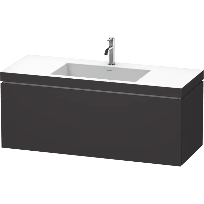 Duravit L-Cube 47" x 20" x 19" Graphite One Drawer C-Bonded Wall-Mount Vanity Kit (LC6919O8080)