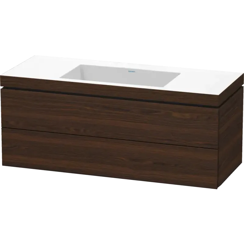 Duravit L-Cube 47" x 20" x 19" Walnut Brushed Two Drawer C-Bonded Wall-Mount Vanity Kit (LC6929N6969)