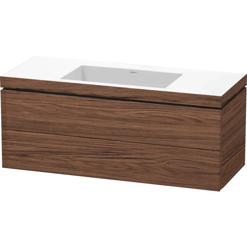 Duravit L-Cube 47" x 20" x 19" Walnut Dark Two Drawer C-Bonded Wall-Mount Vanity Kit (LC6929N2121)