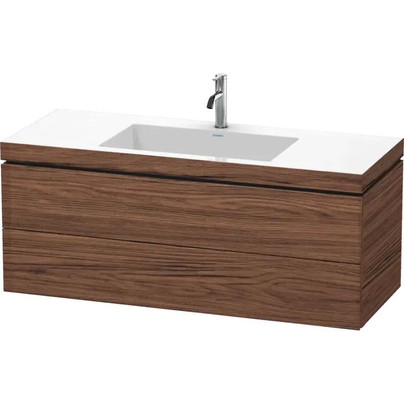 Duravit L-Cube 47" x 20" x 19" Walnut Dark Two Drawer C-Bonded Wall-Mount Vanity Kit (LC6929O2121)