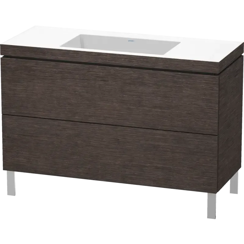 Duravit L-Cube 47" x 27" x 19" Dark Brushed Oak Two Drawer C-Bonded Floorstanding Vanity Kit (LC6939N7272)