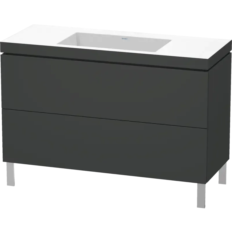 Duravit L-Cube 47" x 27" x 19" Graphite Two Drawer C-Bonded Floorstanding Vanity Kit (LC6939N4949)