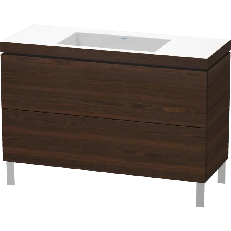 Duravit L-Cube 47" x 27" x 19" Walnut Brushed Two Drawer C-Bonded Floorstanding Vanity Kit (LC6939N6969)