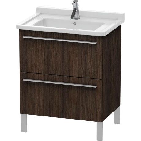 Duravit X-Large 26" x 26" x 18" Chestnut Dark Finish Two Drawer Floorstanding Vanity Unit (XL653505353)