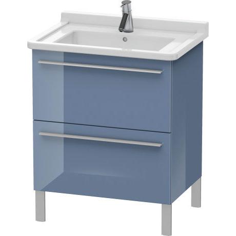 Duravit X-Large 26" x 26" x 18" Stone Blue High Gloss Finish Two Drawer Floorstanding Vanity Unit (XL653504747)
