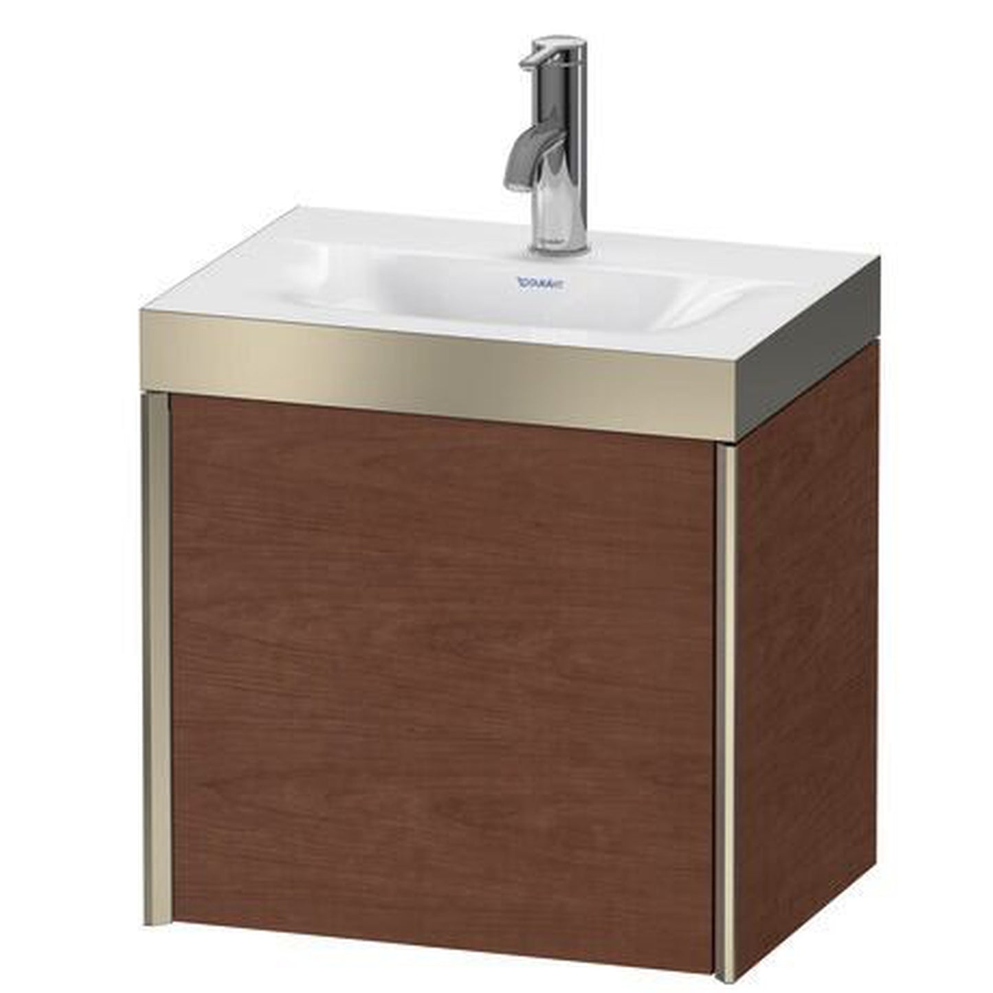 Duravit XViu 18" x 18" x 13" One Door C-Bonded Wall-Mount Vanity Kit With One Tap Hole, American Walnut (XV4631OB113P)