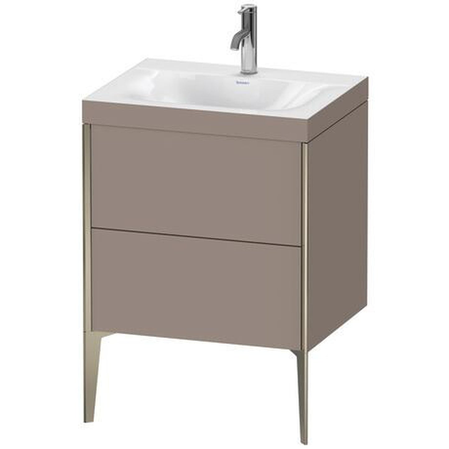 Duravit XViu 24" x 24" x 19" Two Drawer C-Bonded Floorstanding Vanity Kit With One Tap Hole, Basalt (XV4709OB143C)