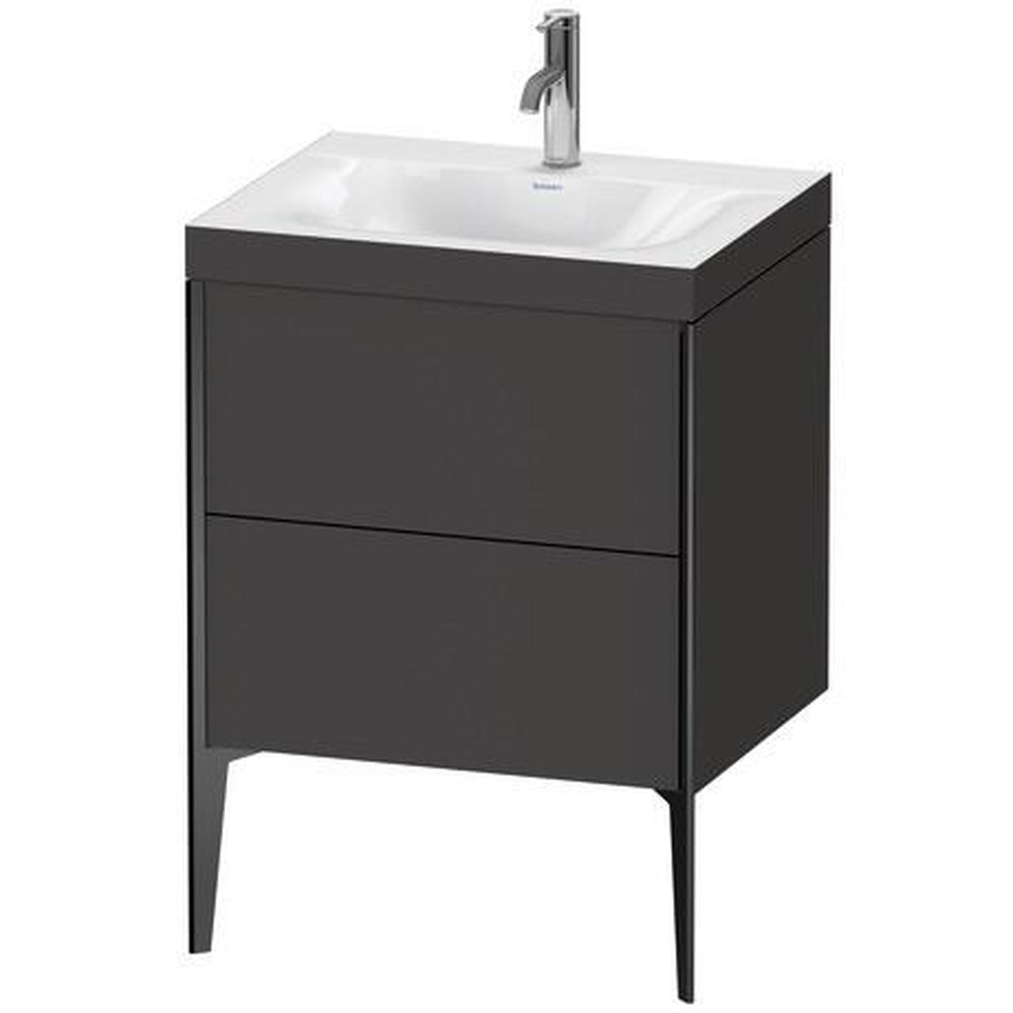 Duravit XViu 24" x 24" x 19" Two Drawer C-Bonded Floorstanding Vanity Kit With One Tap Hole, Graphite (XV4709OB280C)