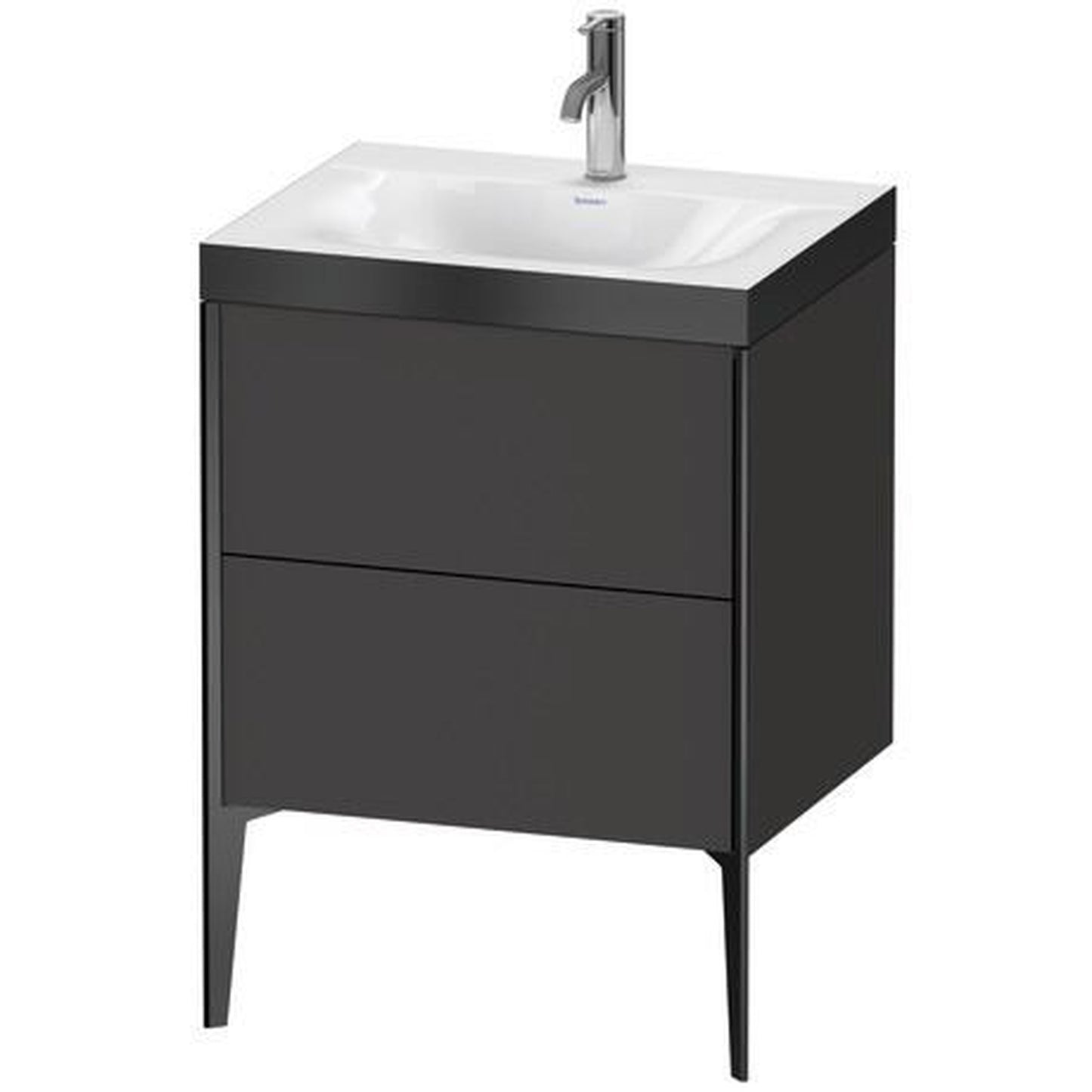 Duravit XViu 24" x 24" x 19" Two Drawer C-Bonded Floorstanding Vanity Kit With One Tap Hole, Graphite (XV4709OB280P)
