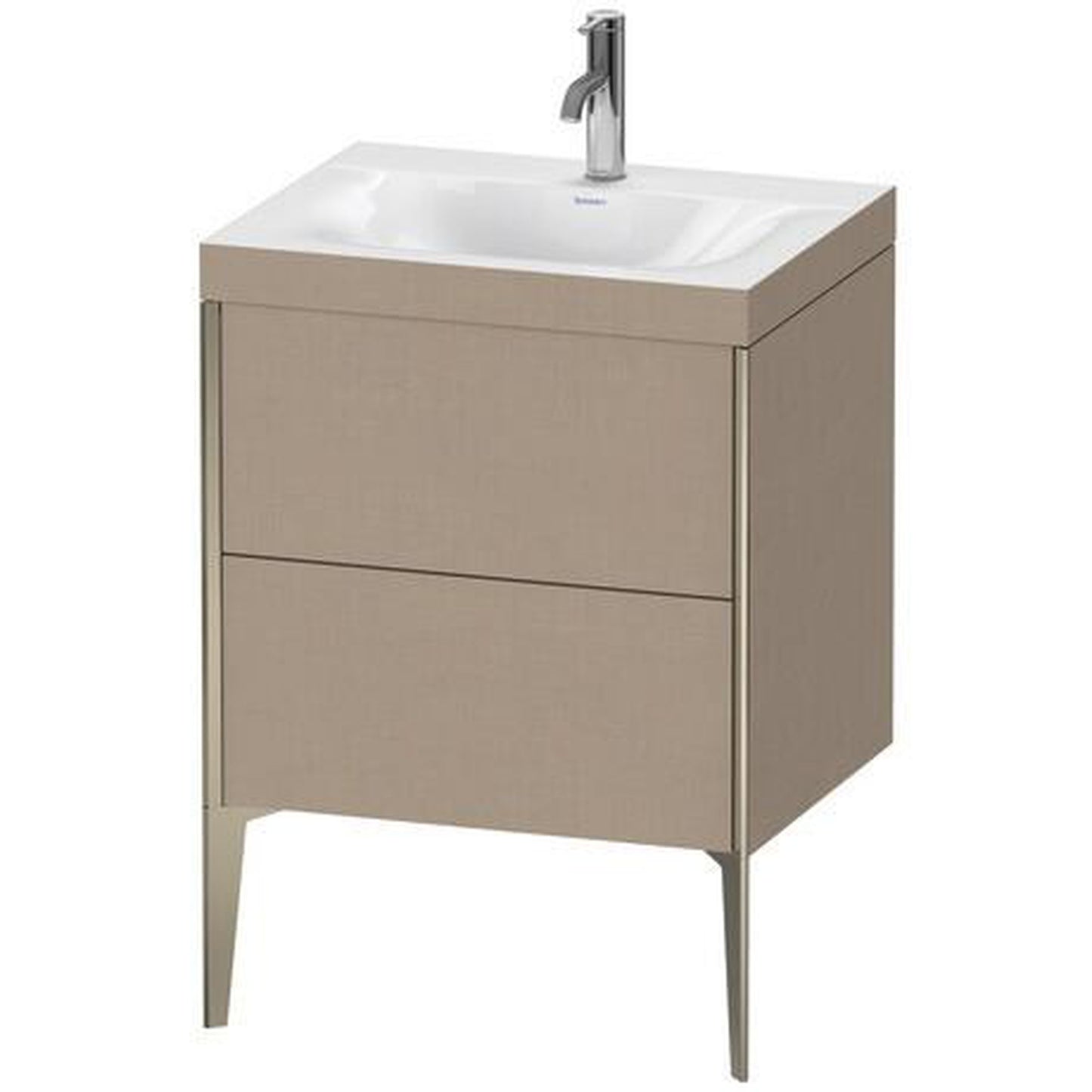 Duravit XViu 24" x 24" x 19" Two Drawer C-Bonded Floorstanding Vanity Kit With One Tap Hole, Linen (XV4709OB175C)