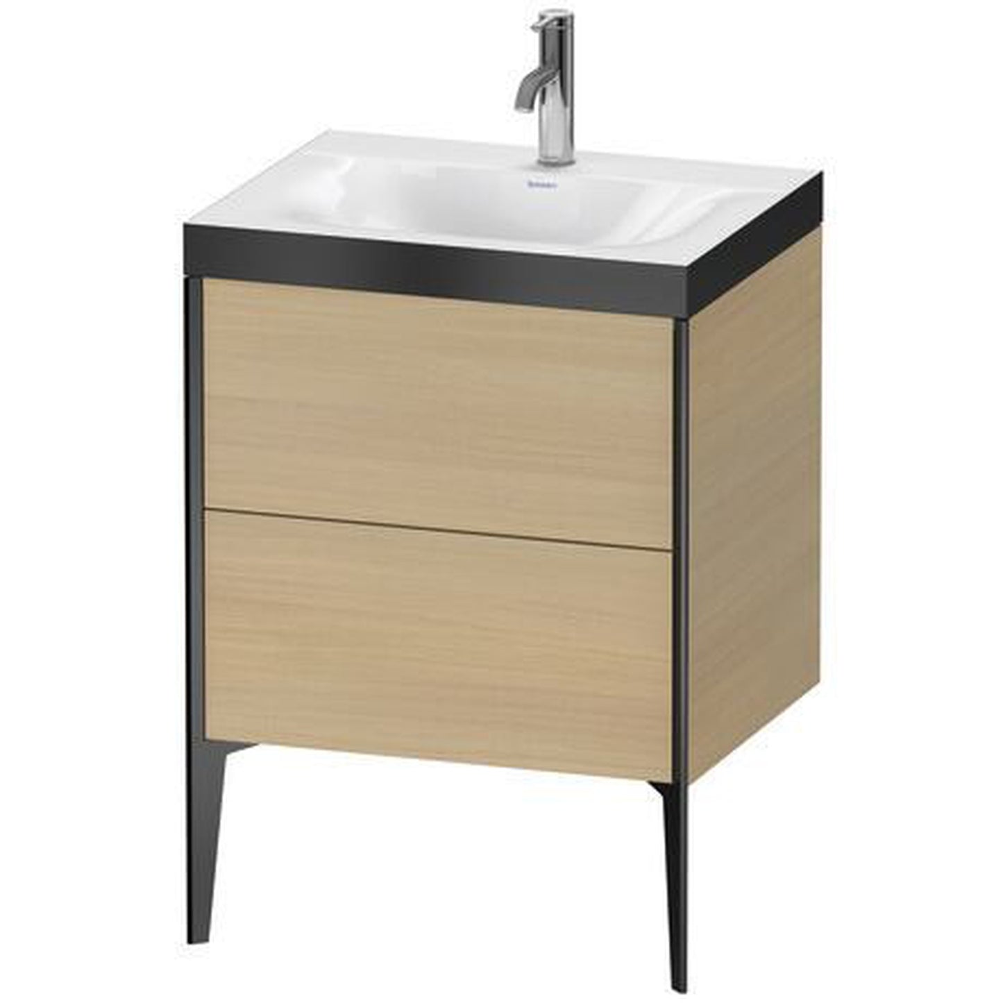 Duravit XViu 24" x 24" x 19" Two Drawer C-Bonded Floorstanding Vanity Kit With One Tap Hole, Mediterranean Oak (XV4709OB271P)