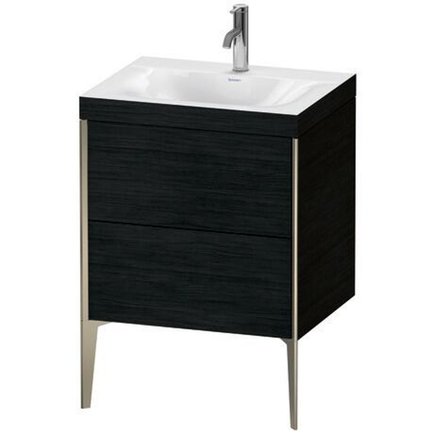 Duravit XViu 24" x 24" x 19" Two Drawer C-Bonded Floorstanding Vanity Kit With One Tap Hole, Oak Black (XV4709OB116C)