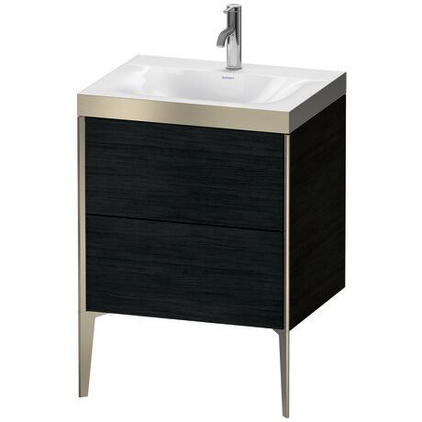 Duravit XViu 24" x 24" x 19" Two Drawer C-Bonded Floorstanding Vanity Kit With One Tap Hole, Oak Black (XV4709OB116P)