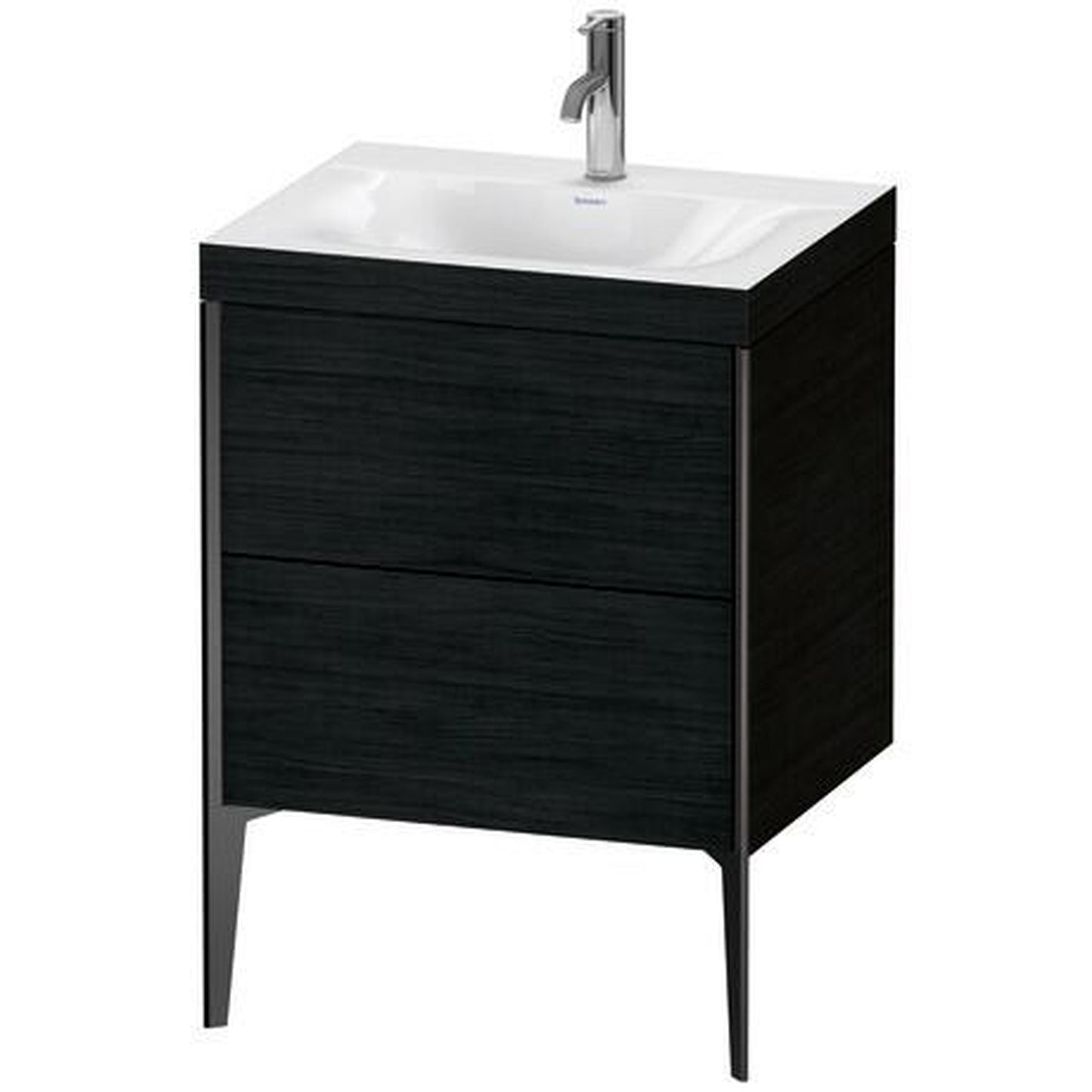 Duravit XViu 24" x 24" x 19" Two Drawer C-Bonded Floorstanding Vanity Kit With One Tap Hole, Oak Black (XV4709OB216C)