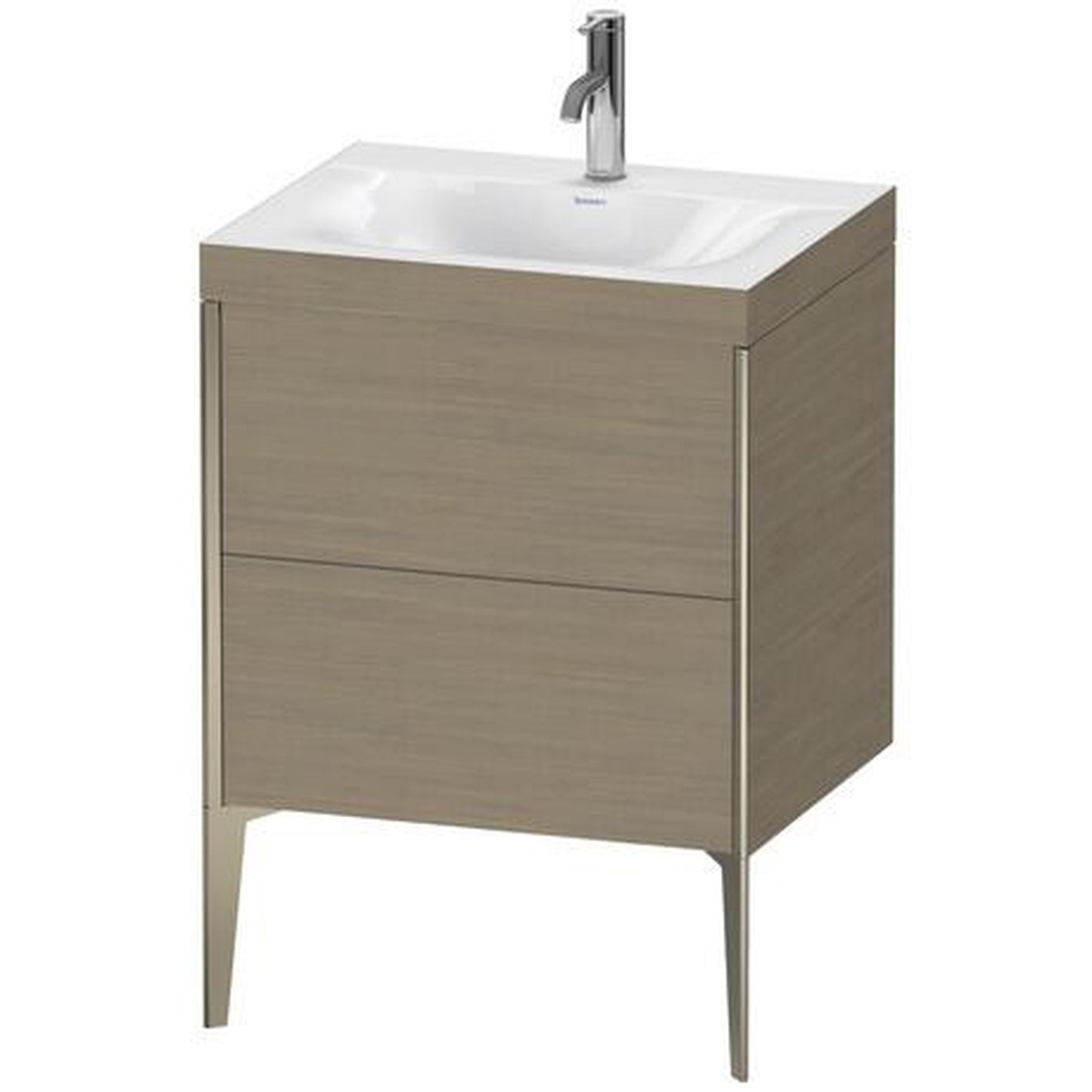 Duravit XViu 24" x 24" x 19" Two Drawer C-Bonded Floorstanding Vanity Kit With One Tap Hole, Oak Terra (XV4709OB135C)