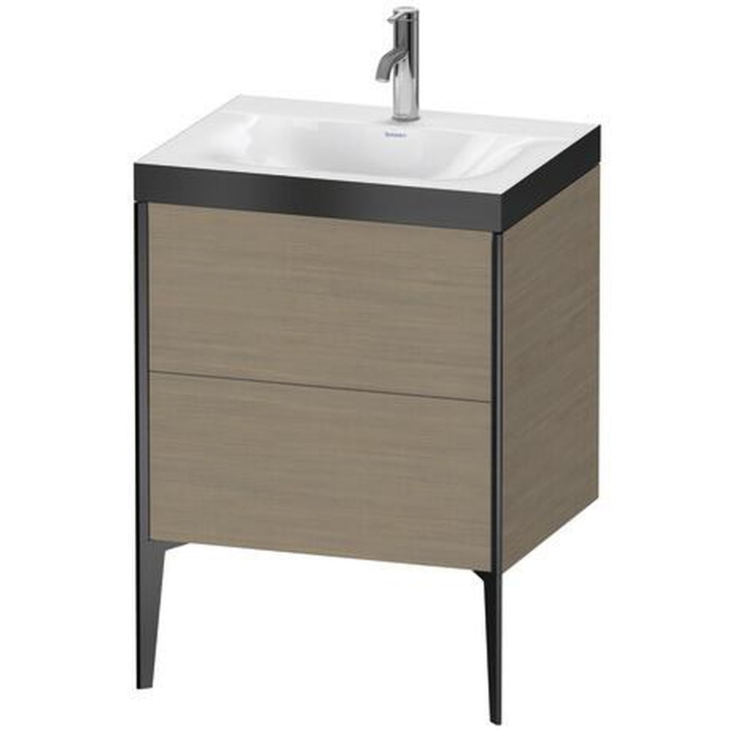 Duravit XViu 24" x 24" x 19" Two Drawer C-Bonded Floorstanding Vanity Kit With One Tap Hole, Oak Terra (XV4709OB235P)