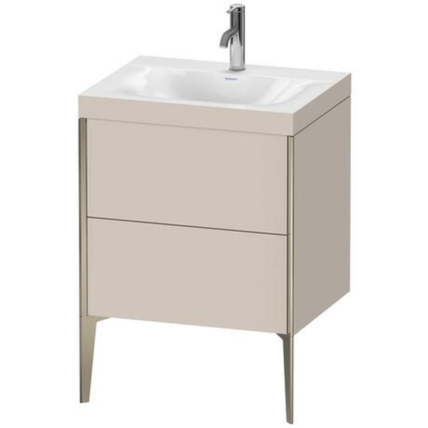 Duravit XViu 24" x 24" x 19" Two Drawer C-Bonded Floorstanding Vanity Kit With One Tap Hole, Taupe (XV4709OB191C)