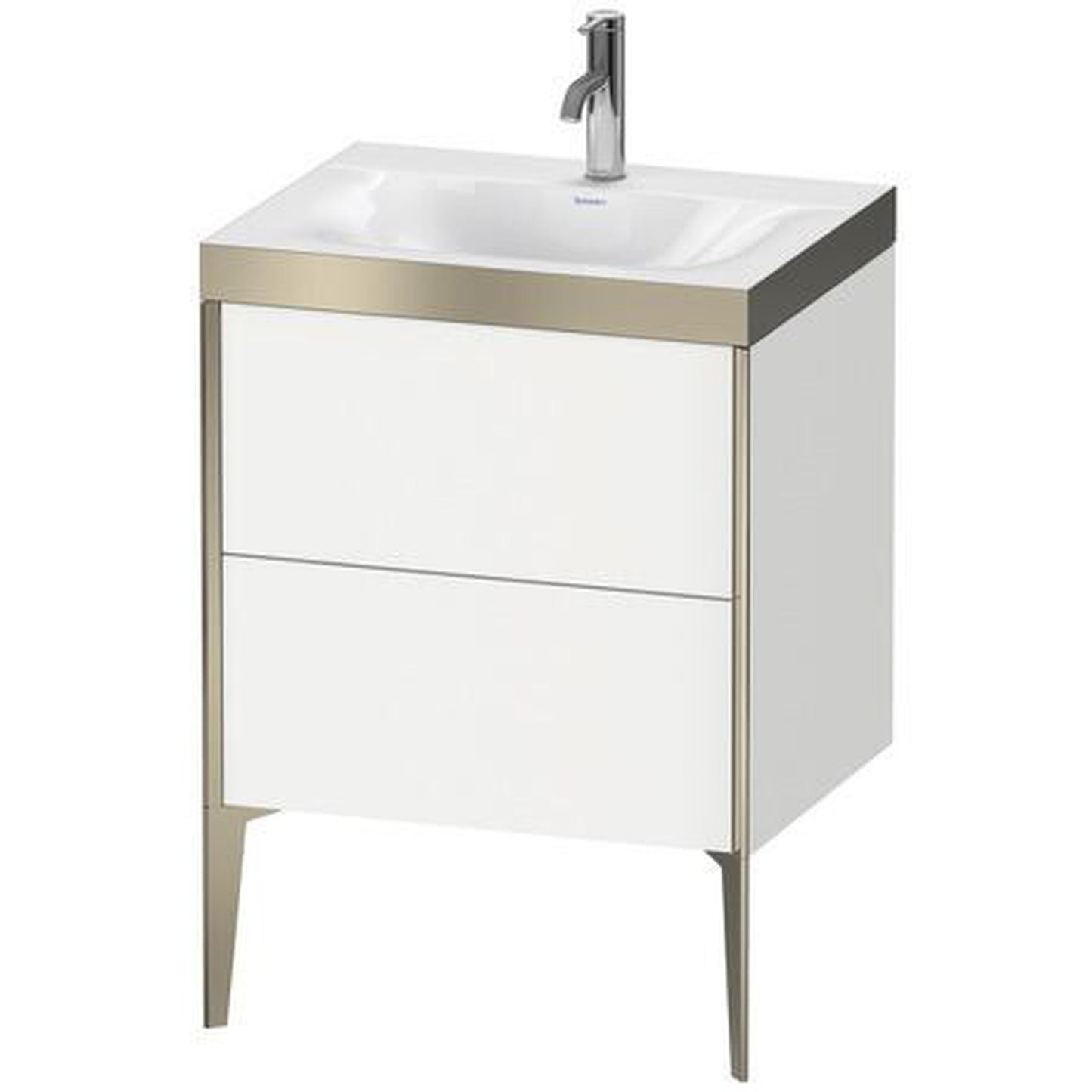 Duravit XViu 24" x 24" x 19" Two Drawer C-Bonded Floorstanding Vanity Kit With One Tap Hole, White (XV4709OB118P)
