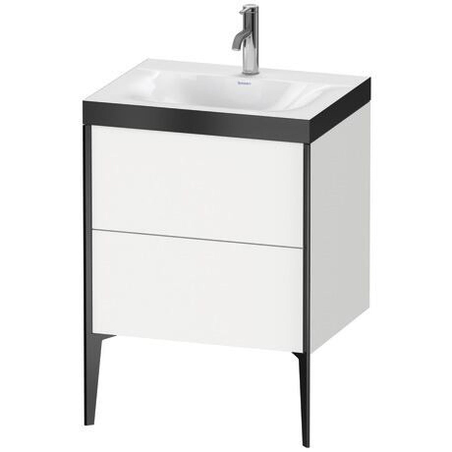 Duravit XViu 24" x 24" x 19" Two Drawer C-Bonded Floorstanding Vanity Kit With One Tap Hole, White (XV4709OB218P)