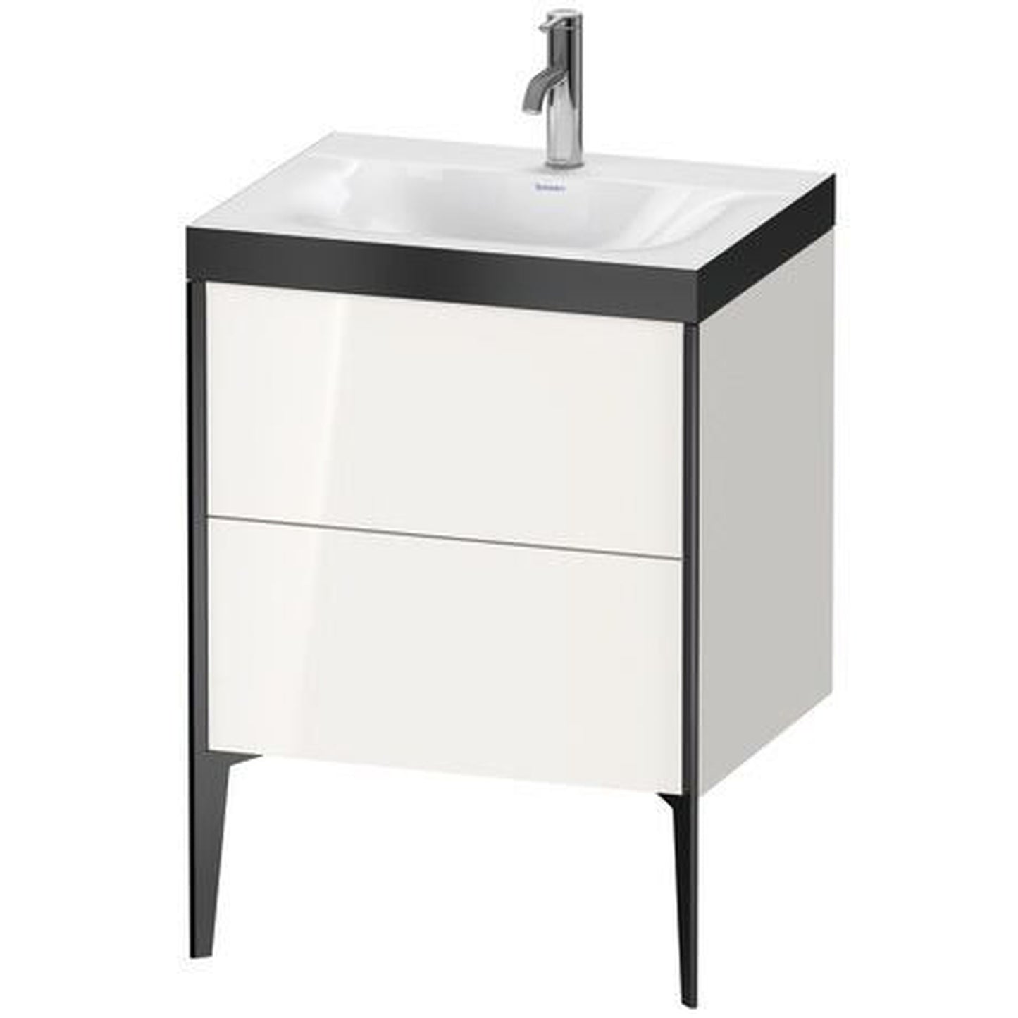 Duravit XViu 24" x 24" x 19" Two Drawer C-Bonded Floorstanding Vanity Kit With One Tap Hole, White (XV4709OB222P)