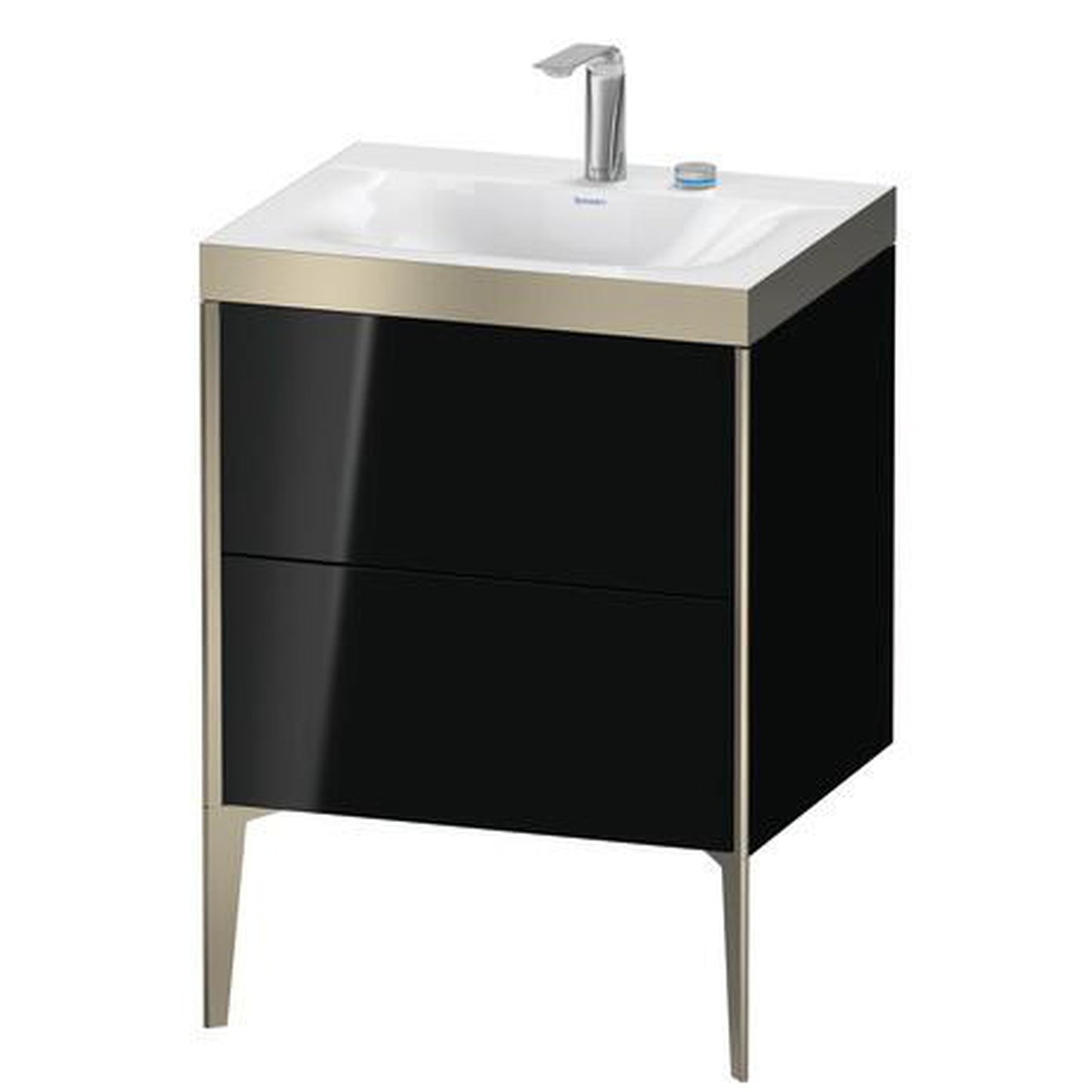 Duravit XViu 24" x 24" x 19" Two Drawer C-Bonded Floorstanding Vanity Kit With Two Tap Holes, Black (XV4709EB140P)