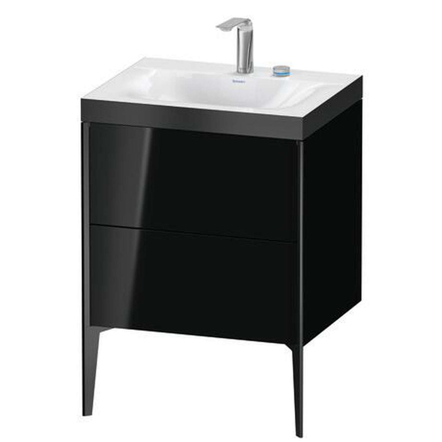 Duravit XViu 24" x 24" x 19" Two Drawer C-Bonded Floorstanding Vanity Kit With Two Tap Holes, Black (XV4709EB240P)