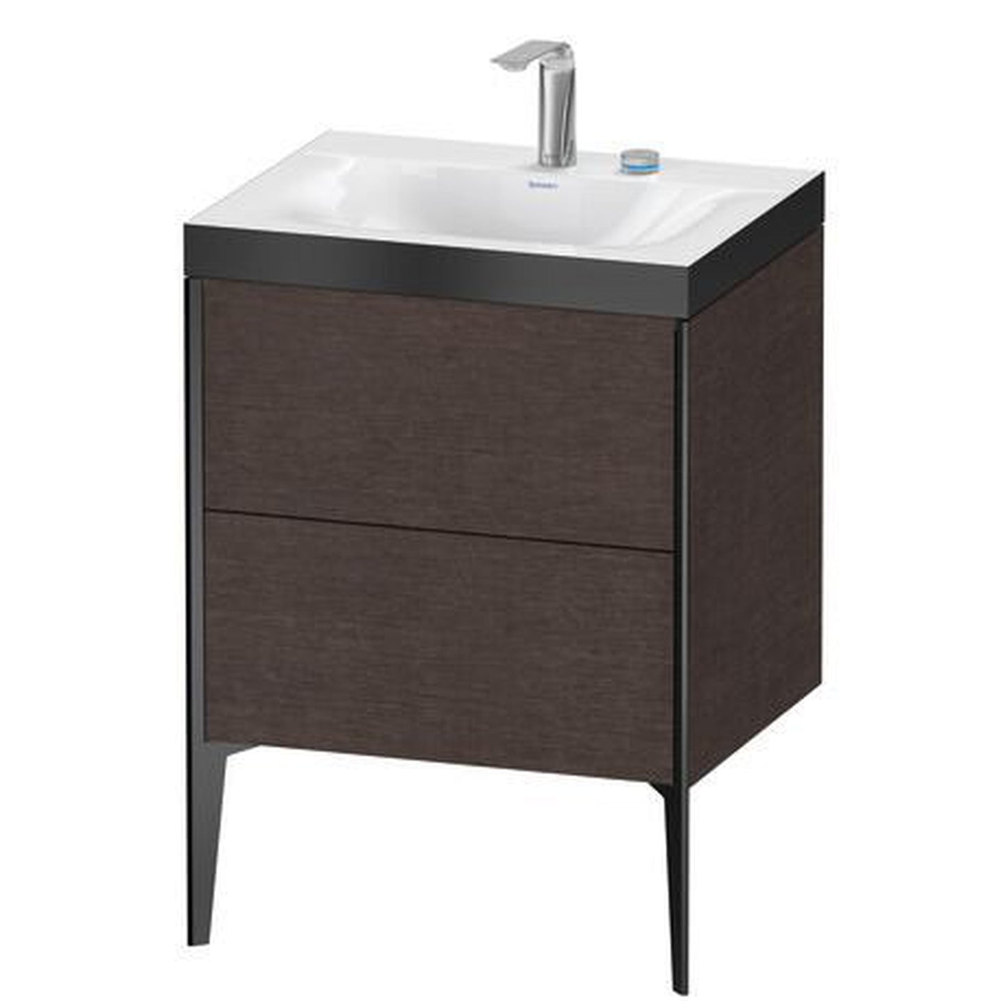 Duravit XViu 24" x 24" x 19" Two Drawer C-Bonded Floorstanding Vanity Kit With Two Tap Holes, Dark Brushed Oak (XV4709EB272P)