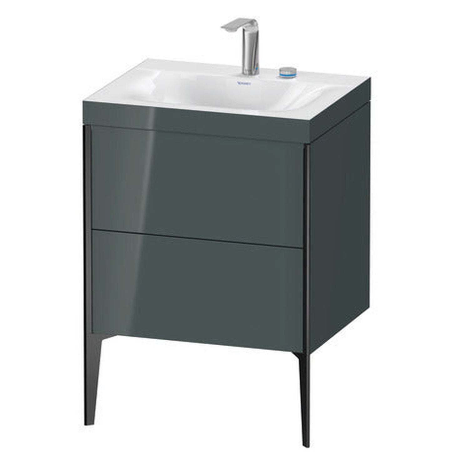 Duravit XViu 24" x 24" x 19" Two Drawer C-Bonded Floorstanding Vanity Kit With Two Tap Holes, Dolomite Gray (XV4709EB238C)