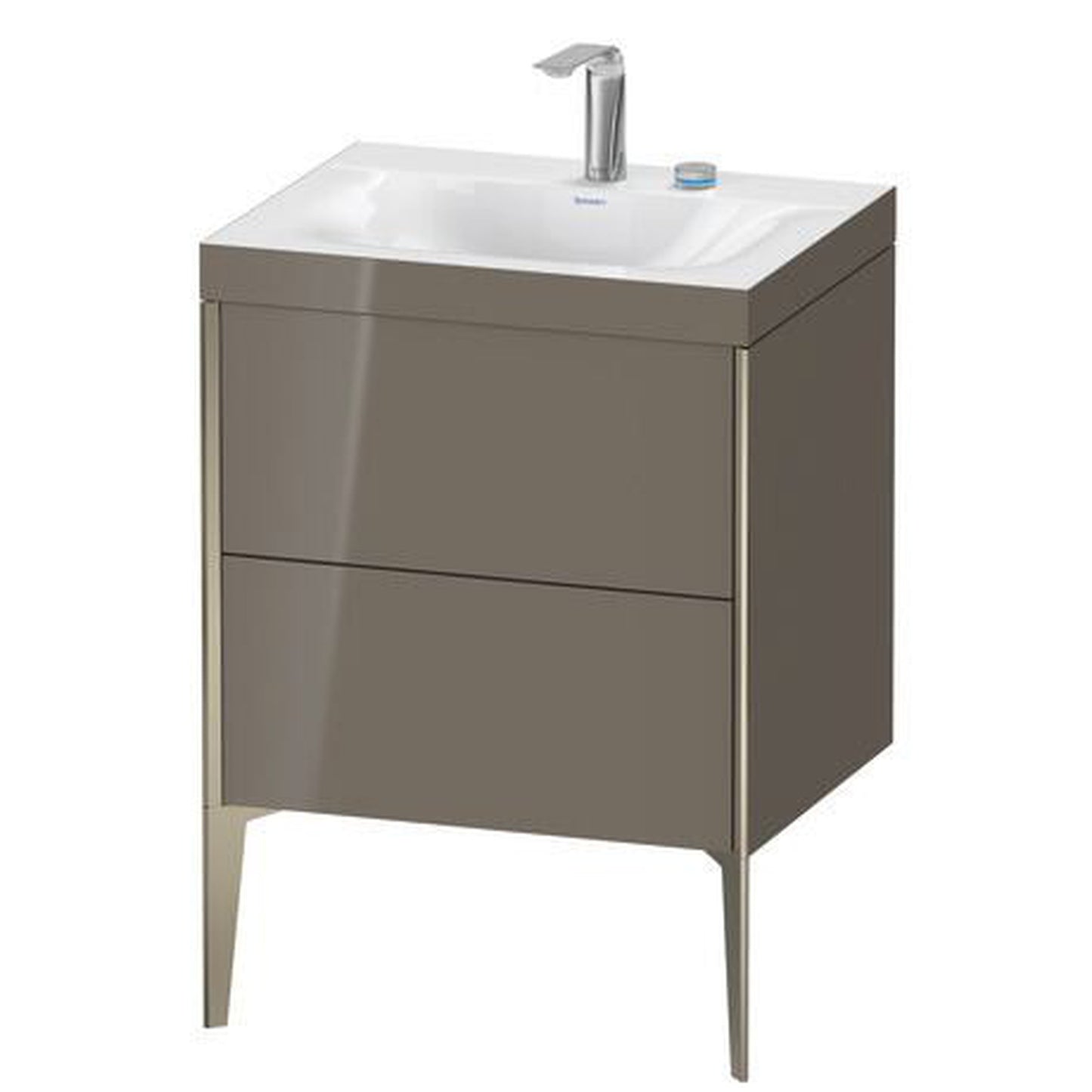 Duravit XViu 24" x 24" x 19" Two Drawer C-Bonded Floorstanding Vanity Kit With Two Tap Holes, Flannel Gray (XV4709EB189C)
