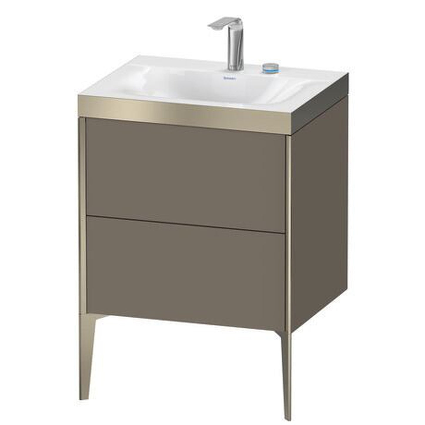 Duravit XViu 24" x 24" x 19" Two Drawer C-Bonded Floorstanding Vanity Kit With Two Tap Holes, Flannel Gray (XV4709EB190P)