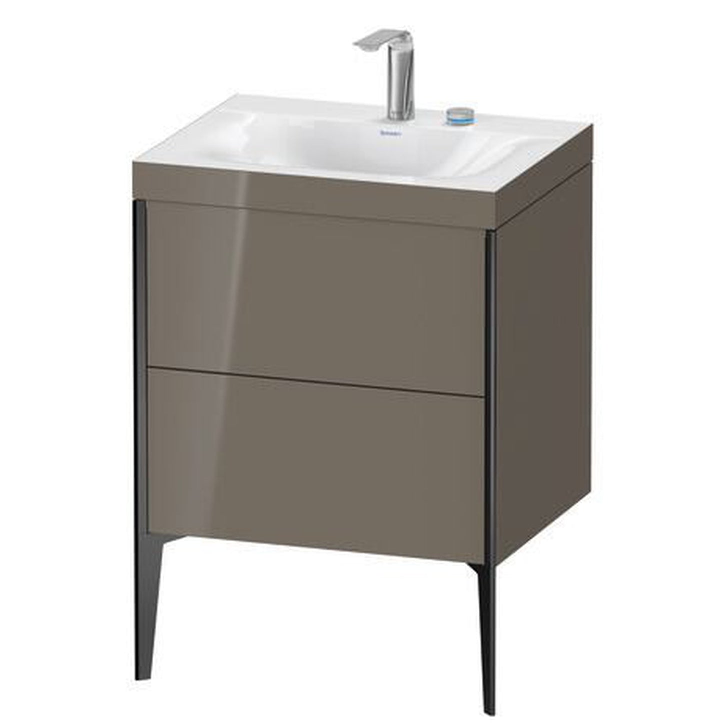Duravit XViu 24" x 24" x 19" Two Drawer C-Bonded Floorstanding Vanity Kit With Two Tap Holes, Flannel Gray (XV4709EB289C)