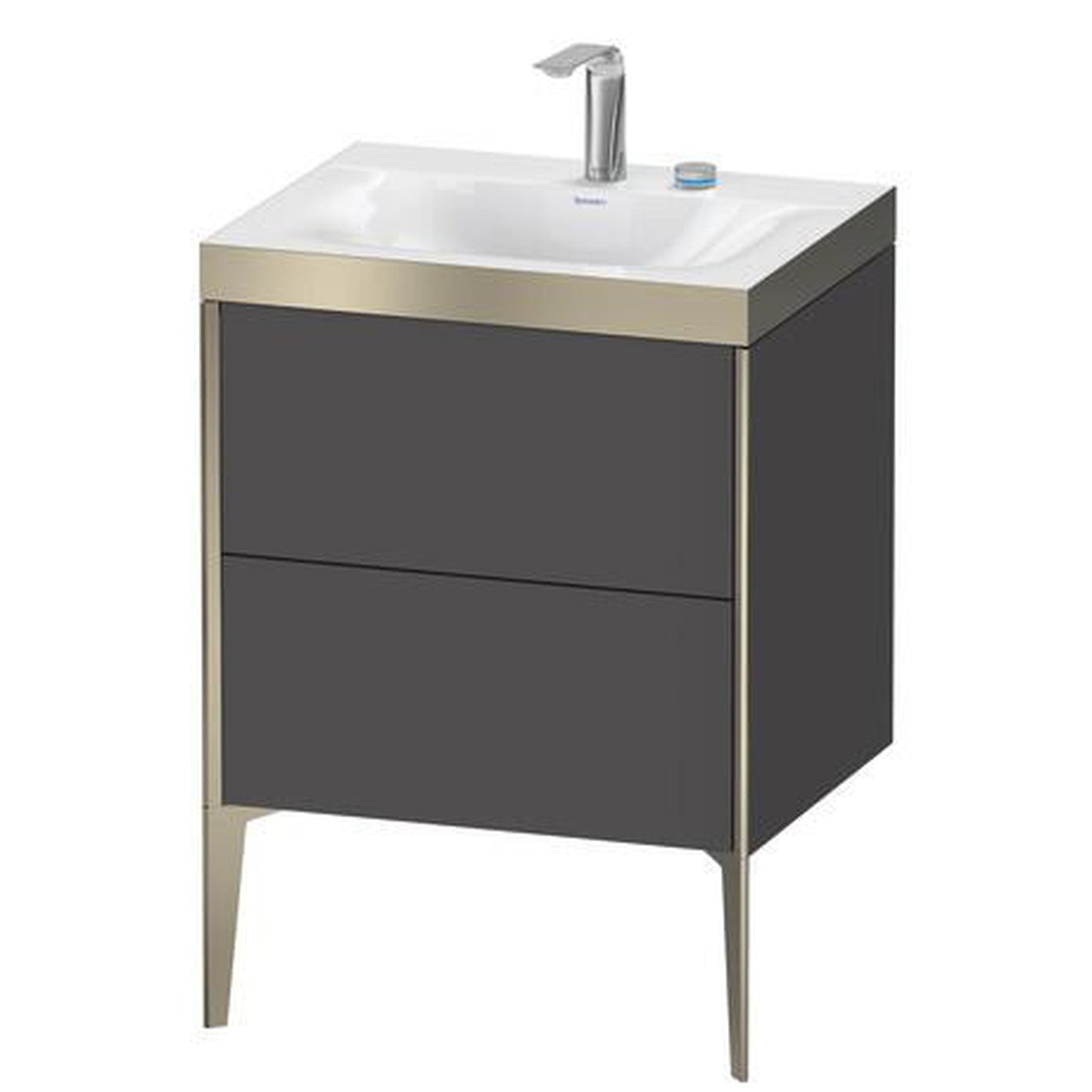 Duravit XViu 24" x 24" x 19" Two Drawer C-Bonded Floorstanding Vanity Kit With Two Tap Holes, Graphite (XV4709EB149P)