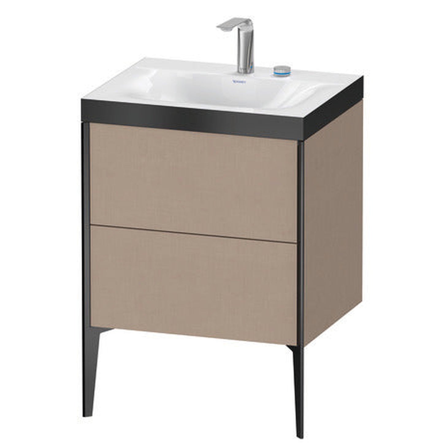 Duravit XViu 24" x 24" x 19" Two Drawer C-Bonded Floorstanding Vanity Kit With Two Tap Holes, Linen (XV4709EB275P)
