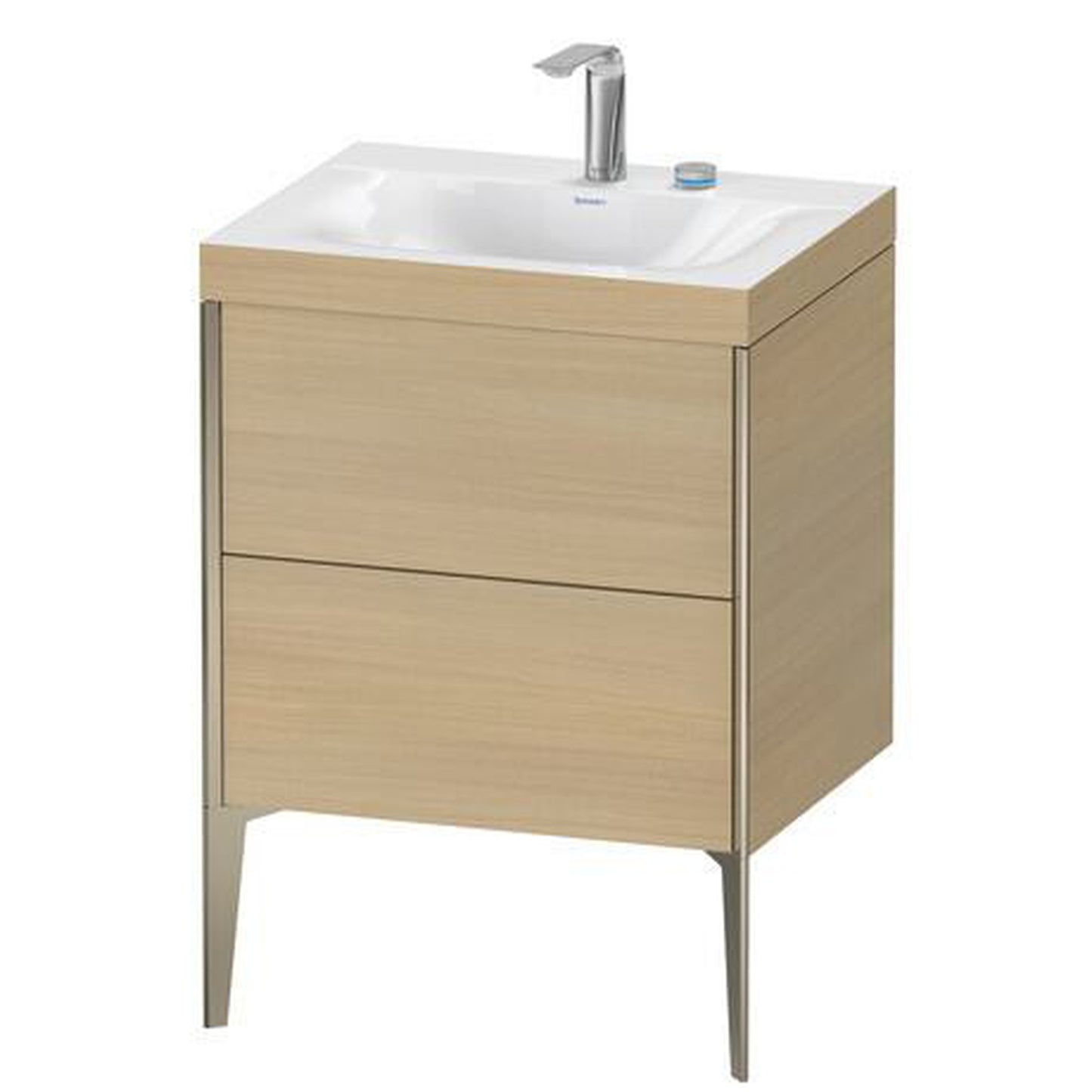 Duravit XViu 24" x 24" x 19" Two Drawer C-Bonded Floorstanding Vanity Kit With Two Tap Holes, Mediterranean Oak (XV4709EB171C)